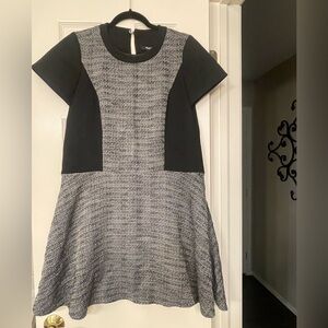 Madewell Fit N Flare tweed and solid black dress. Size Small. Pull over.